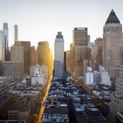 BiSLW watermarked generation — Sample 1 — cityscape aerial view with golden hour lighting